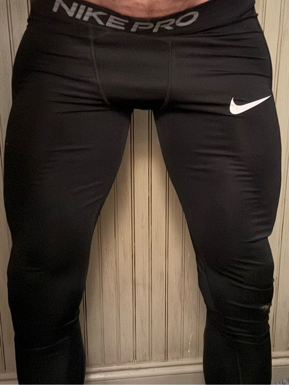 Used Nike Black Men’s Swim/Training Tights with White Swoosh